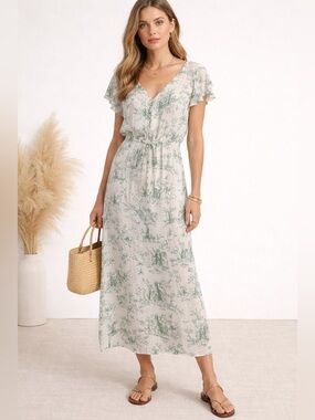 H&M Maxi Dress with Sage Green Toile Floral Print